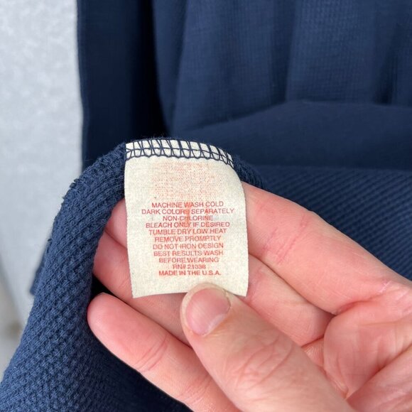 Ralph Lauren Chaps VTG Thermal Long Sleeve Shirt Size L Blue Outdoor Buck Deer - Picture 6 of 10